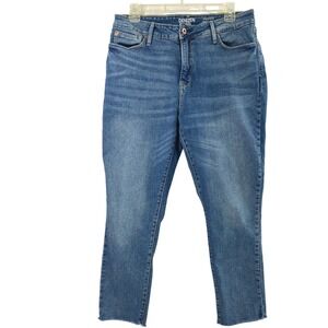 DENIZEN Levis Jeans Womens 14 High Rise‎ Ankle Slim Medium Wash Denim Raw Hem